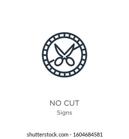 No cut icon. Thin linear no cut outline icon isolated on white background from signs collection. Line vector sign, symbol for web and mobile
