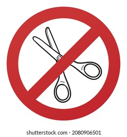 No Cut Symbol Isolated on White Background. Scissors Vector Illustration Prohibition Stop Sign.