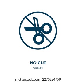 no hay ningún icono de vector de corte. sin cortes, etiquetas, íconos rellenos de papel del concepto de vida silvestre plana. Icono de glifo negro aislado, elemento de símbolo de ilustración vectorial para diseño web y aplicaciones móviles