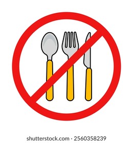 No Cutlery Sign on White Background