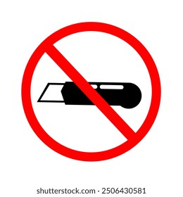 no cutter or no sharp object sign. no cutter or knife symbol silhouette. no razor