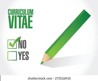 no cv, curriculum vitae approval sign concept illustration design over white