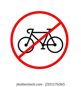 no cycling sign on white background.symbol not bicycle lane