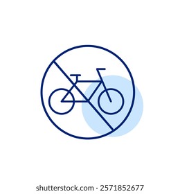 No cycling zone. Restricted access, bicycle entry denied. Pixel perfect, editable stroke icon
