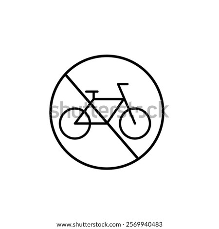 No cycling zone. Restricted access, bicycle entry denied. Pixel perfect vector icon