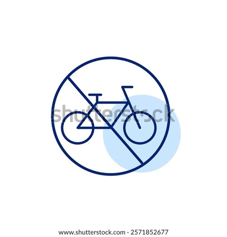 No cycling zone. Restricted access, bicycle entry denied. Pixel perfect, editable stroke icon