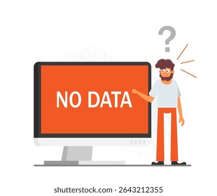 No data concept illustration with girl,flat design 