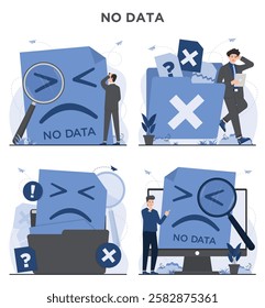 no data concept missing files, no search results found in a system data not available illustration