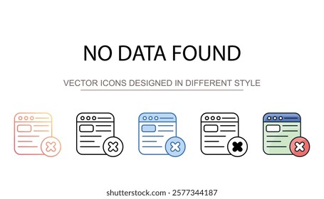 No Data Found icon design with white background stock illustration