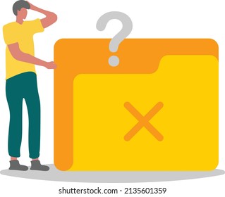 No Data. No Result, Data Not Found Concept. Angry Man With Empty File Folder. Vector Illustration.