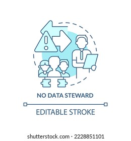 No data steward turquoise concept icon. Information administrator. Data master abstract idea thin line illustration. Isolated outline drawing. Editable stroke. Arial, Myriad Pro-Bold fonts used