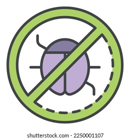 No data virus icon. Outline no data virus vector icon color flat isolated on white
