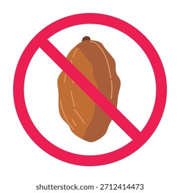 No hay fechas, fechas prohibidas signo de fruta, fechas símbolo de fruta prohibido, No hay fechas símbolo de fruta prohibido Ilustración vectorial
