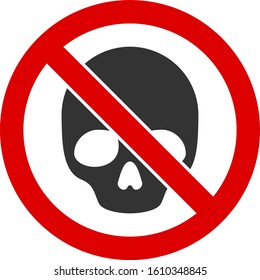 No dead skull vector icon. Flat No dead skull pictogram is isolated on a white background.