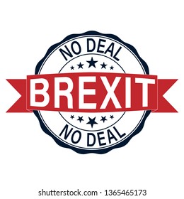 No Deal Brexit Red Ink Rubber Stamp On A White Background