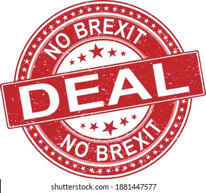 no deal Brexit red ink rubber stamp on a white background
