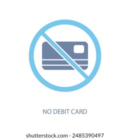 no debit card concept line icon. Simple element illustration. no debit card concept outline symbol design.