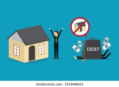 No debt makes it possible to buy a house, Vector illustration in flat style