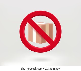 No delivery concept with cardbox icon. 3d vector illustration