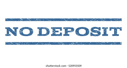 No Deposit watermark stamp. Text caption between horizontal parallel lines with grunge design style. Rubber seal stamp with dirty texture. Vector cobalt blue color ink imprint on a white background.