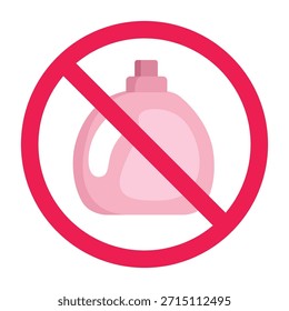 Sem sinal de detergente, sinal de detergente proibido, símbolo de detergente proibido, não utilizar detergente, ilustração vetorial
