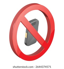 No device usage sign concept for quiet zones and device free areas in public spaces and meetings, mobile phone not allowed