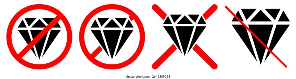 No diamond sign vector, a clear symbol for prohibited valuables or restricted high-value items. Ideal for security warnings, theft prevention, or exclusive area regulations.