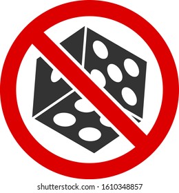No dice gambling vector icon. Flat No dice gambling symbol is isolated on a white background.