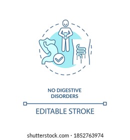 No hay icono del concepto de trastornos digestivos. Probitics Health Beneficia la idea de ilustración de línea delgada. Riesgo de diarrea. Complementos probióticos. Dibujo de color RGB con contorno aislado del vector. Trazo editable