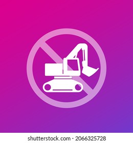 Sin signo de excavación con excavadora, vector