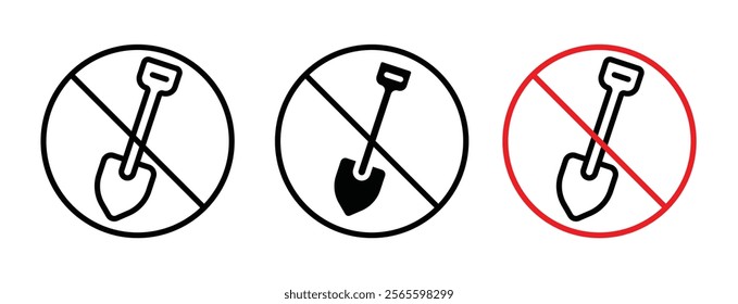 No digging sign vector in black and red colors