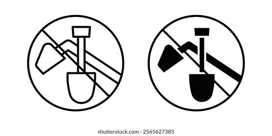 No digging sign vector in black and red colors