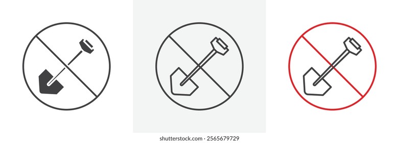 No digging sign vector in black and colored versions