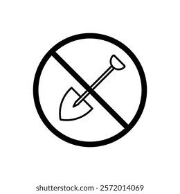 No digging sign vector in black colors