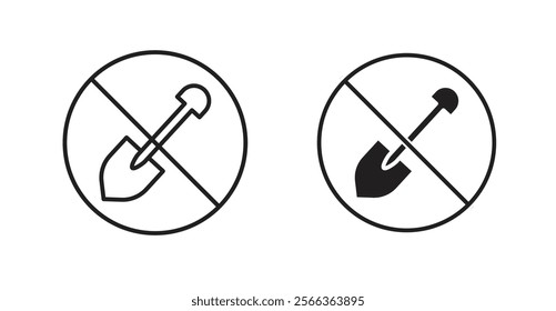 No digging sign vector in line stroke and flat versions