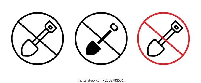 No digging sign vector set