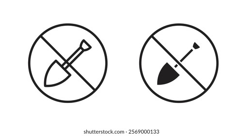 No digging sign vector set vector graphics designs