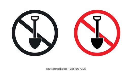 No digging sign vectors in black and colored version