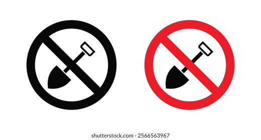 No digging signs in black and color style