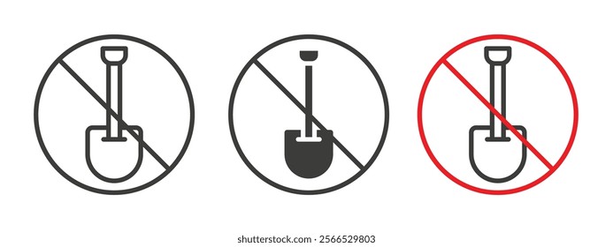 No digging signs collection for website design, app, UI design.