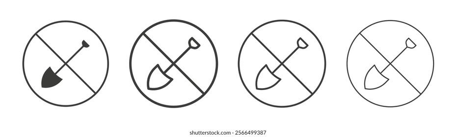 No digging signs flat and linear vector illustration on white background.