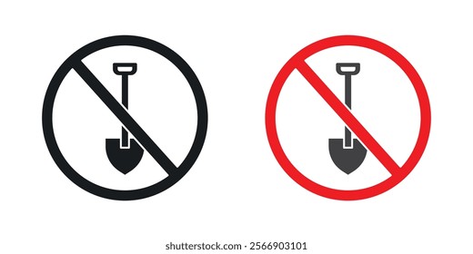 No digging signs set in black and colored