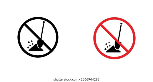 No digging signs. vector signs set