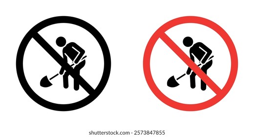 No digging signs vector set