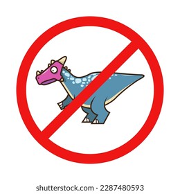 No Dinosaur or No Dracorex Sign on White Background