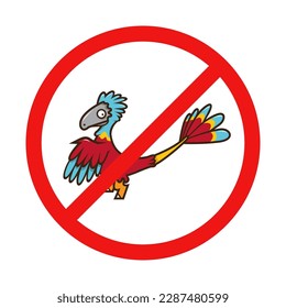 No Dinosaur or No Microraptor Sign on White Background