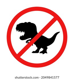 No Dinosaur Sign on White Background