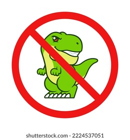 No Dinosaur Sign on White Background