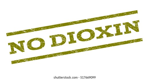 No Dioxin watermark stamp. Text tag between parallel lines with grunge design style. Rubber seal stamp with unclean texture. Vector color ink imprint on a white background.