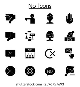 No, Disapprove and Reject icon set in glyph style